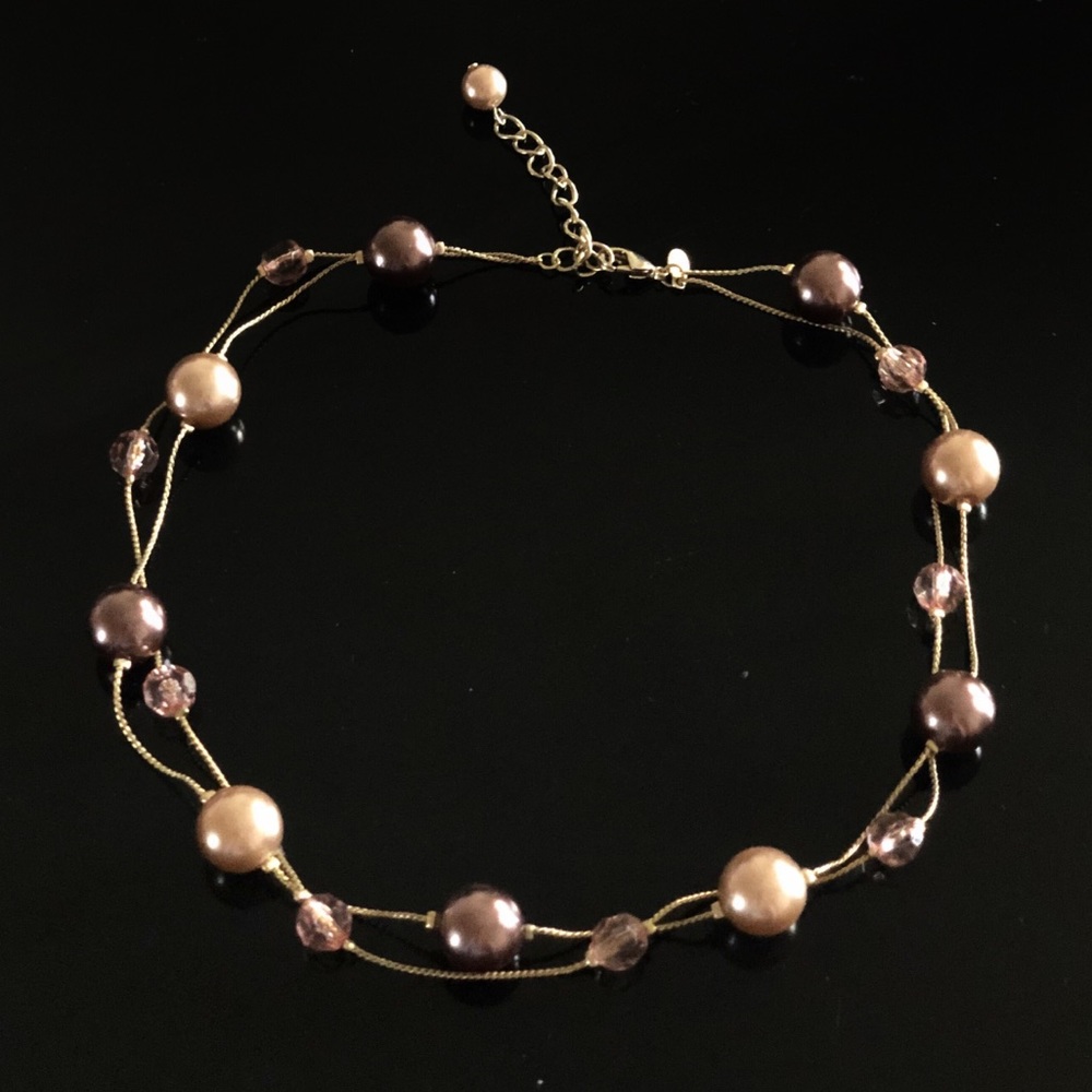 RMN faux pearl gold tone necklace